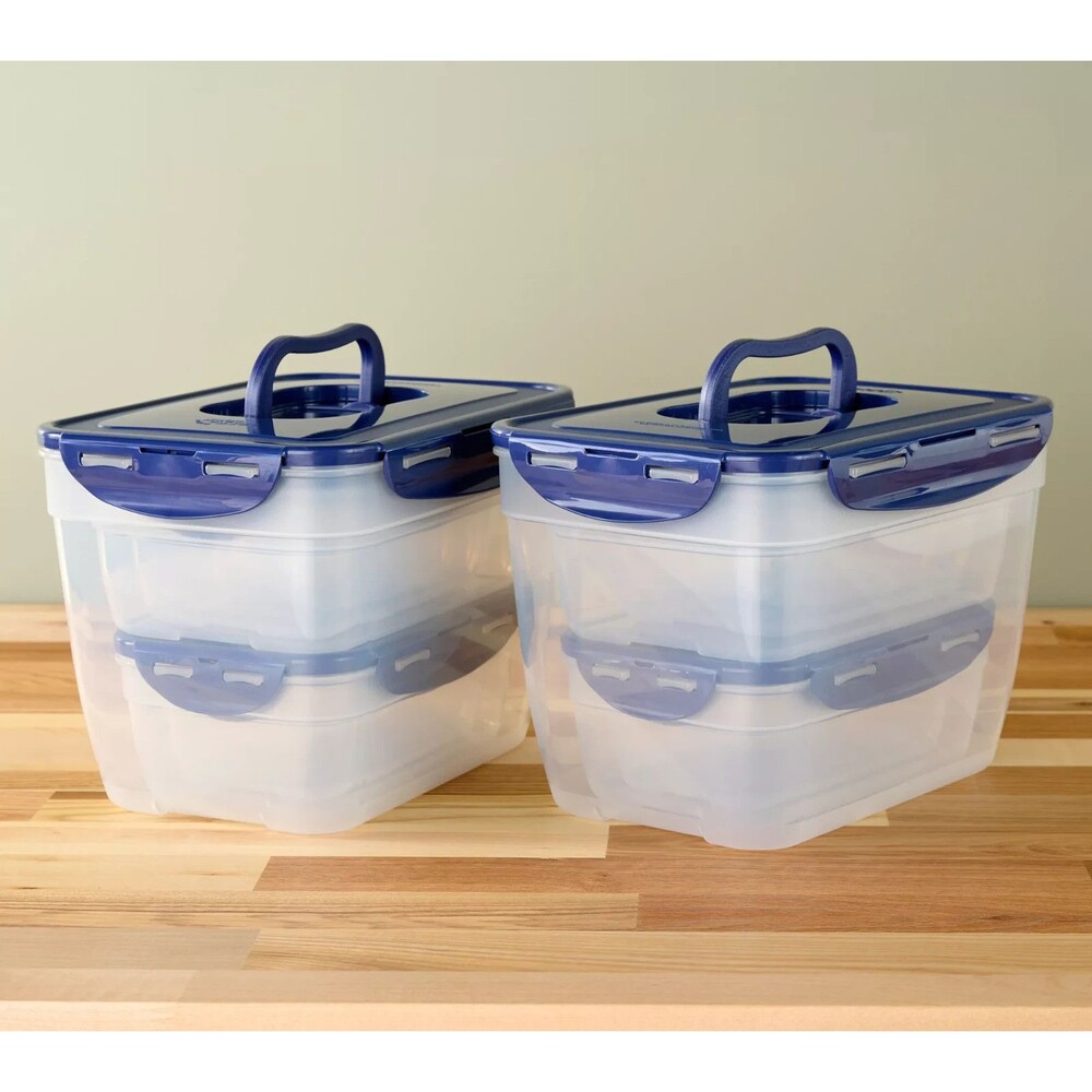 LocknLock 12-Pc Nestable Rectangle Storage Set w/ 2 Handle Lids Purple Galaxy